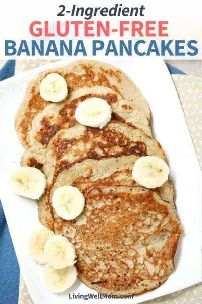 pancakes on a white plate with banana slices 