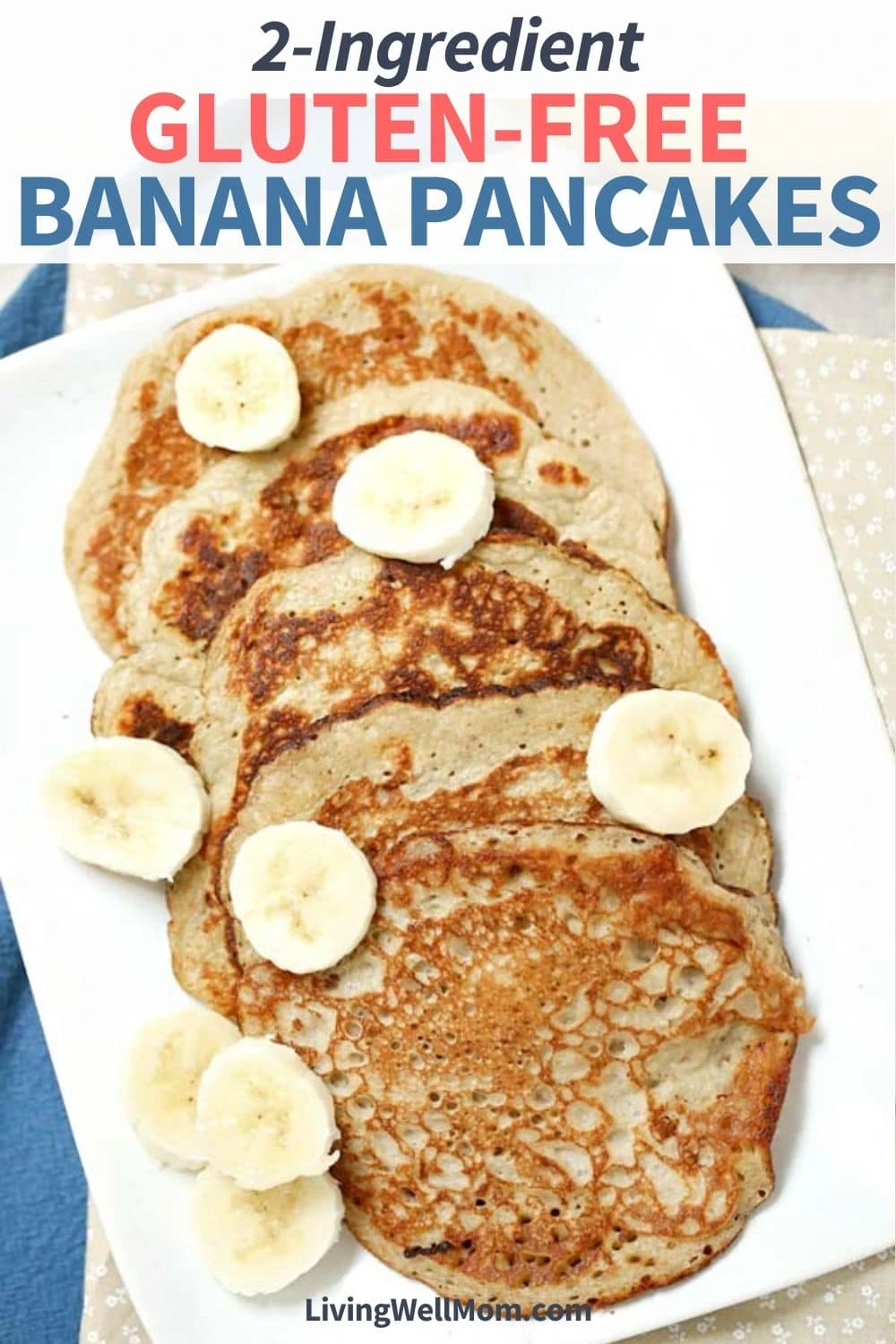 2 ingredient gluten free banana pancakes pin