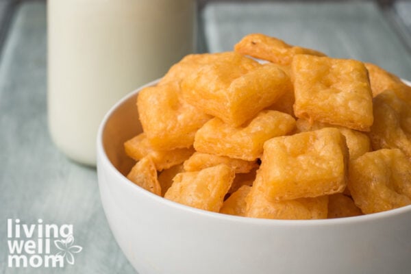 bowl of healthy homemade cheddar snack