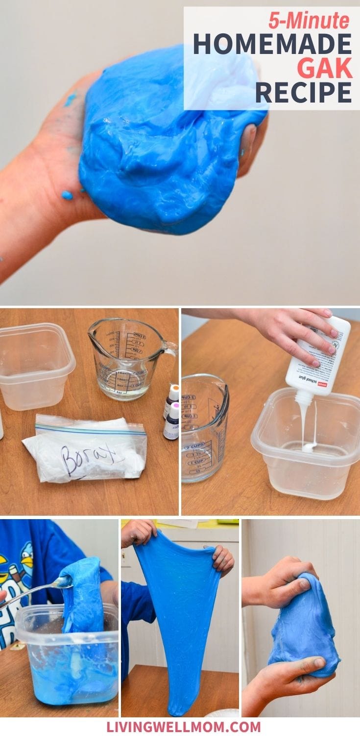 collection of images from homemade gak slime recipe