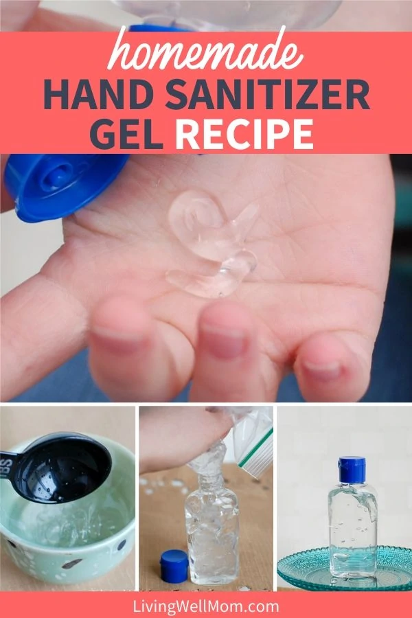 homemade hand sanitizer gel recipe squeezing onto hands