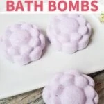 lavender bath bombs on a white tray