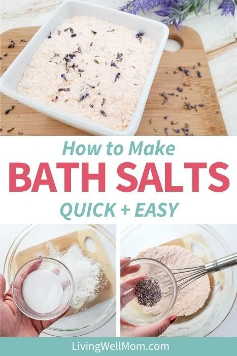 Pinterest image for how to make easy DIY bath salts