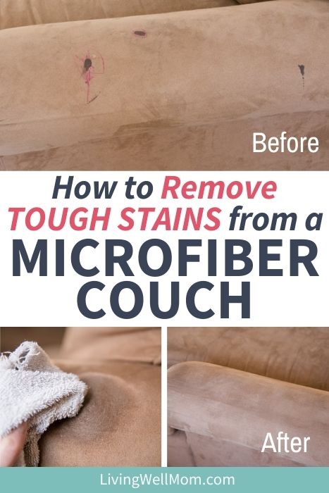 photos showing removal of stain from microfiber couch