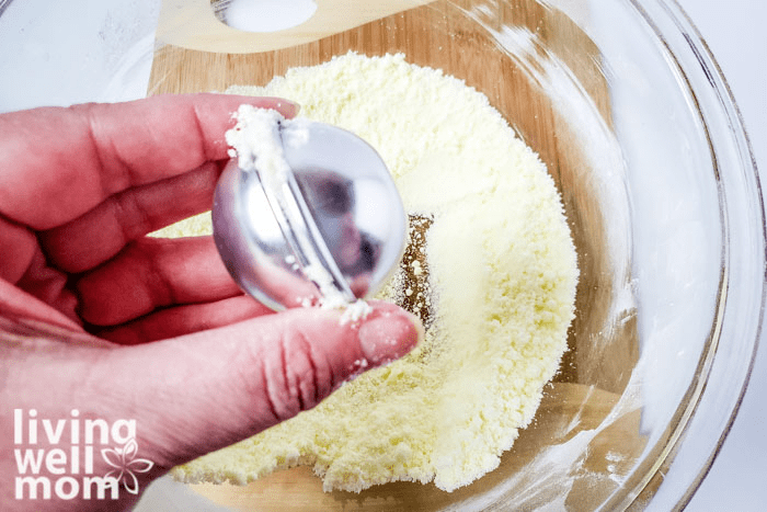 A mold for a bath bomb closed shut.