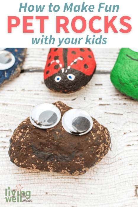 Pinterest image for how to make pet rocks with your kids.