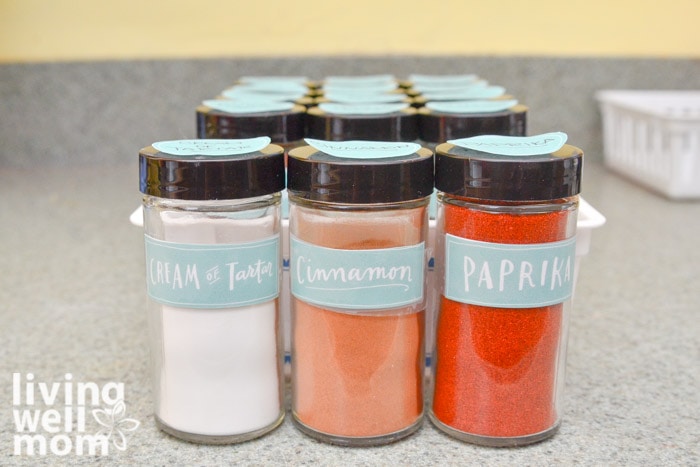 labeled matching spice jars