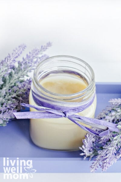 Jar of DIY cracked heel cream made with essential oils