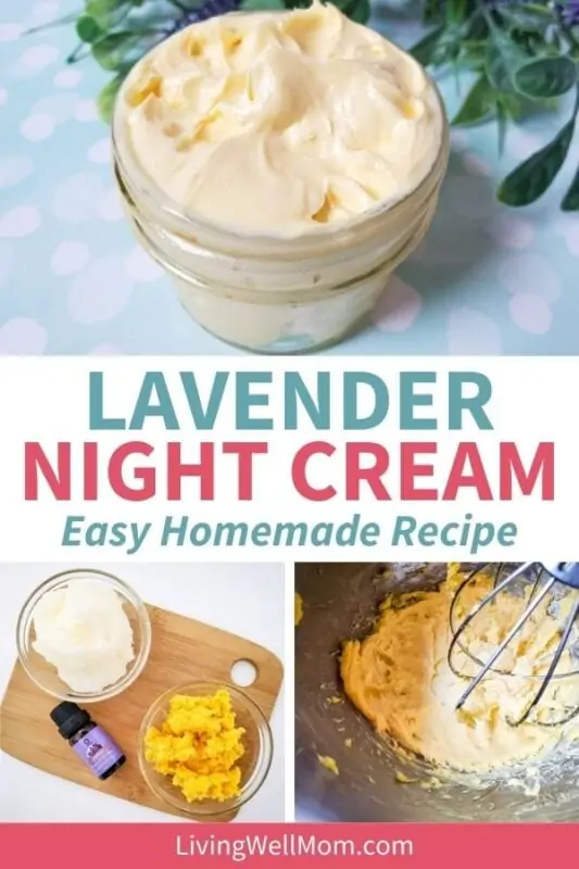 Pinterest image for lavender night cream - and easy homemade recipe. 