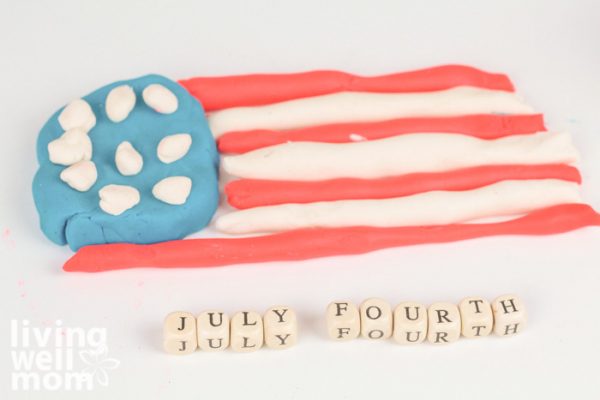 American flag made out of playdough 