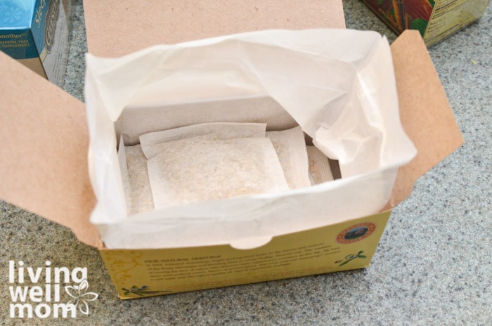 open box of tea with tea bags