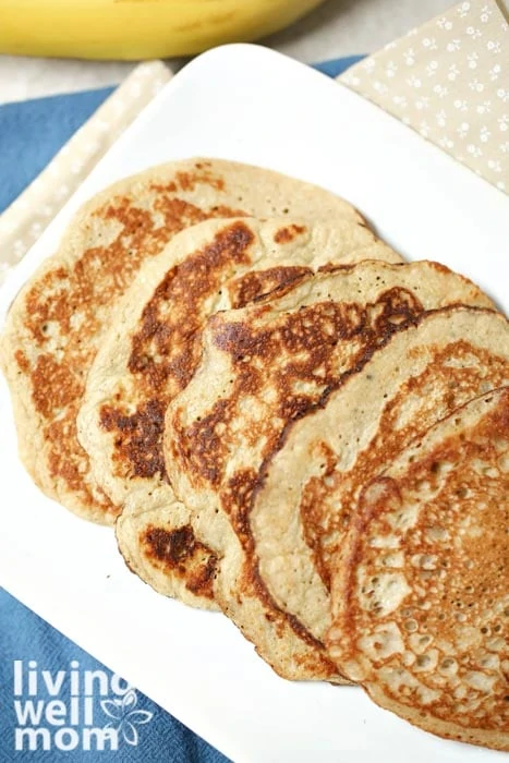 Close up of 2 ingredient pancakes after they are cooked