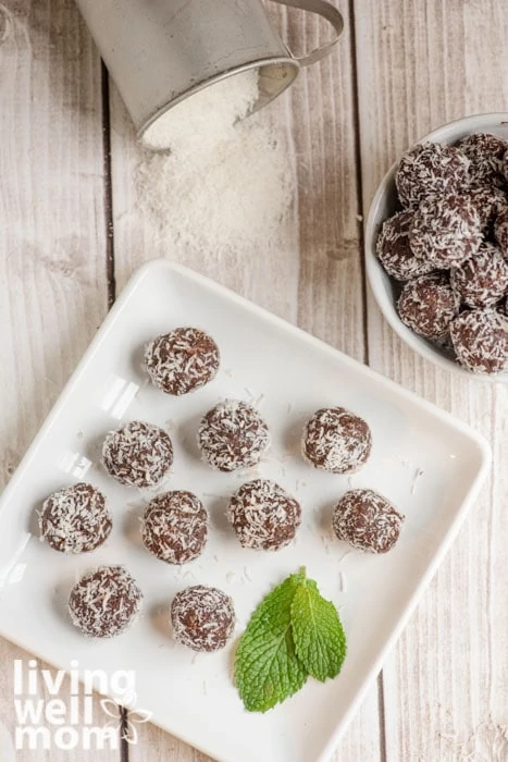 Plate of chocolate peppermint balls