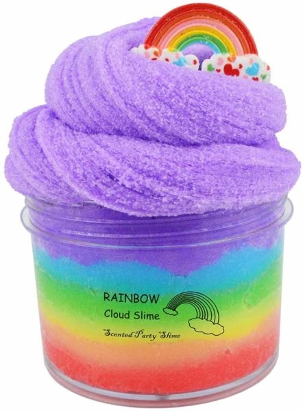 fluffy rainbow cloud slime