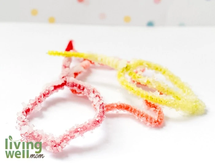 crystals formed on pipe cleaners