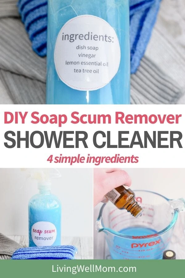 bottle with ingredients listed for soap scum remover