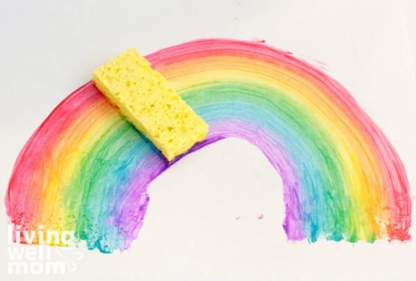 Sponge painting of a rainbow