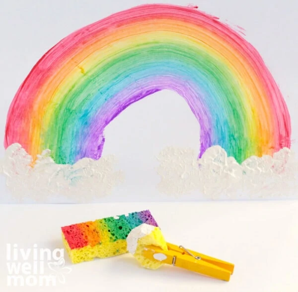 Sponge Painting a Rainbow - Simple Art Craft for Toddlers