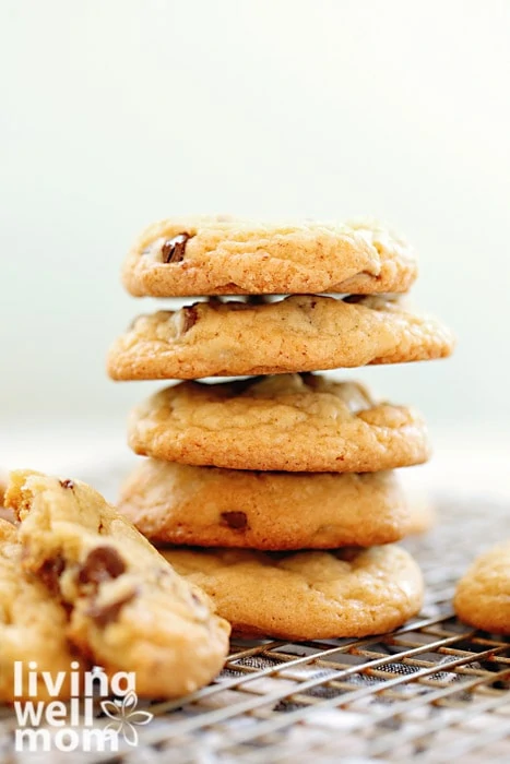Stack of cookies on a cooling rack