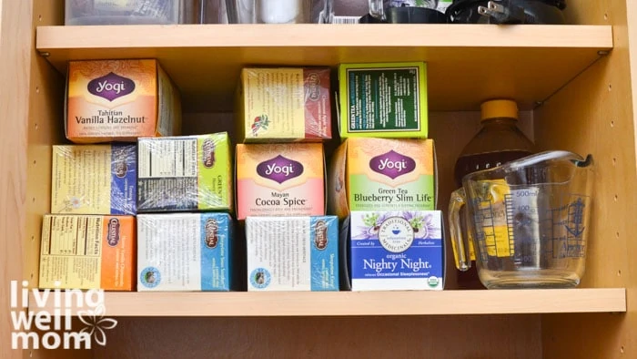 Tea cabinet prior to being organized