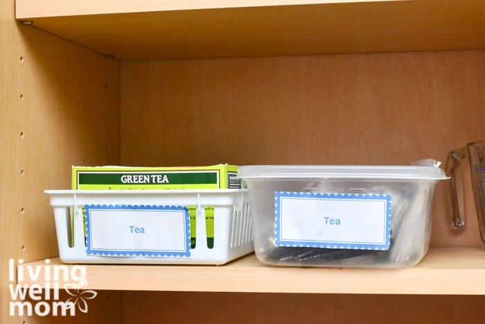 Organized tea shelf 